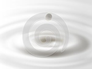 Falling down milk drop. Realistic vector illustration.