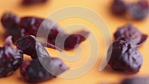 Falling dried cranberries in clow motion healthy