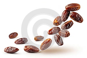 Falling Dried Dates Ã¢â¬' Floating Sweet Fruits on White Background