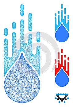 Falling Drop Polygonal Web Vector Mesh Illustration