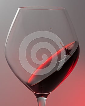 A falling drop of red wine in a glass, close-up