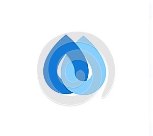 Falling drops icon. Clean water logo template. Round rainy weather logotype. Simple ombre gradient flat style sign. Blue