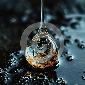 falling drops of water on a black background. concept of protecting natural resources