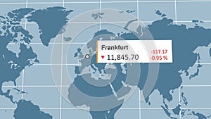 Falling Frankfurt main European stock market index profit, world ecomony value