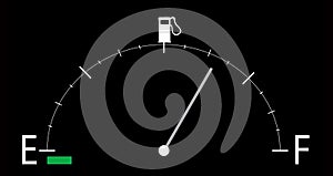 Falling fuel gauge illustration