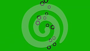 Falling gears motion graphics with green screen background