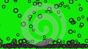 Falling gears motion graphics with green screen background