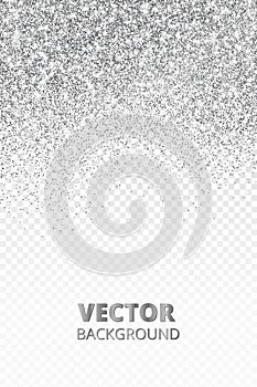 Falling glitter confetti. Vector silver dust isolated