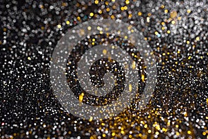 Falling Gold Black Glitter Sparkle Background