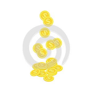 Falling gold coin vector.