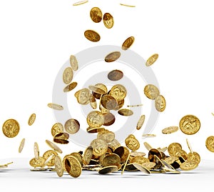 Falling Gold Coins Isolated