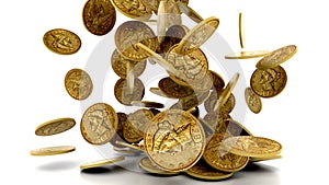 Falling Gold Coins Isolated