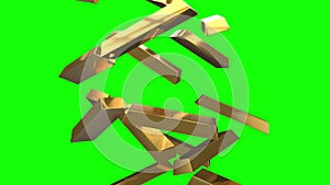 Falling gold ingots on green background - treasure/ wealth concept