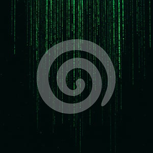 Falling Green Digital Code on Black Background