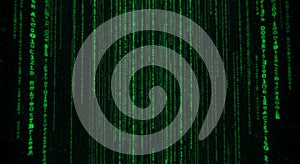 Falling Green Digital Code Matrix Background