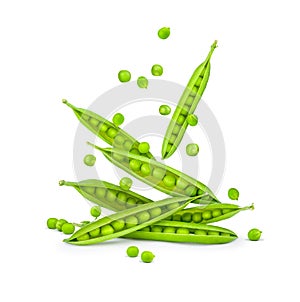 Falling green peas photo