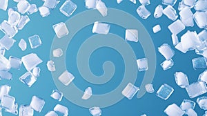 Falling Ice Cubes 3D Render, Blue Background, Cool Refreshment, Ice, Cubes