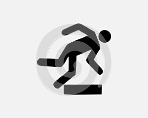 Falling Icon Person Trip and Fall Over Accident Stumble Injury Vector Black White Icon