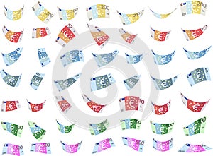 Falling Imitation Euro Paper Bank Notes Shapes (Vector)