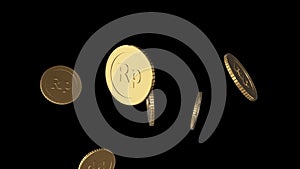 Falling Indonesian Rupiah coin 3D Animation With Alpha Channel