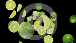 Falling LIMES Background, Loop, with Alpha Channel, 4k