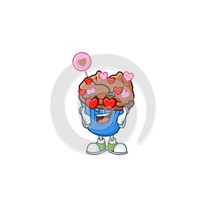 Falling in love cute chocolate love cupcake cartoon character design