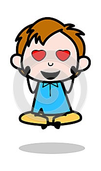 Falling in love - School Boy Cartoon Character Vector Illustration