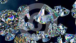 Falling luxury diamonds loop-able background in slow motion 4K