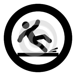 Falling man icon black color illustration in circle round