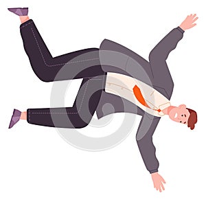 Falling man in suit. Work failure. Business risk