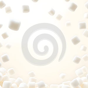 Falling marshmallows isolated on transparent background