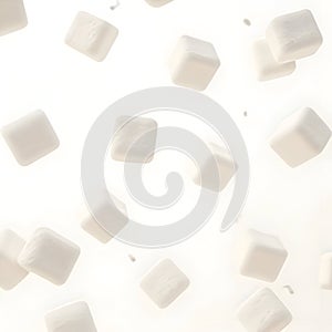 Falling marshmallows isolated on transparent background