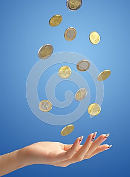 Falling money to hand