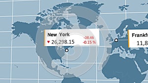 Falling New York main USA stock market index profit, world ecomony value down