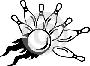 Falling Ninepins with fire ball