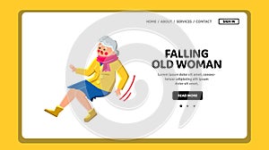 falling old woman vector