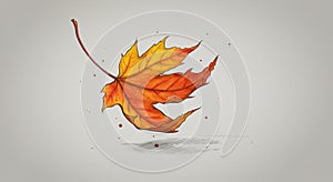 Falling Orange and Yellow Maple Leaf Illustration