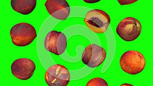 Falling Peaches on Green Background Looping 01A