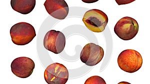 Falling Peaches on White Background Looping 01A