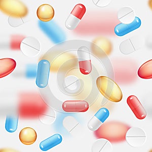 Falling pills vector seamless pattern