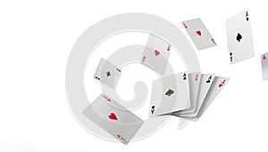 Falling poker playing cards Casino Concept on isolated on white background