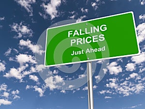 Falling prices just ahead traffic sign