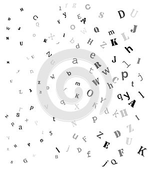 Falling random letters, alphabet beautiful background design