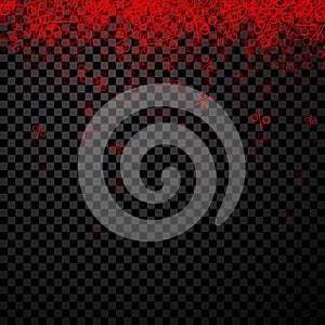 Falling red percents on transparent background