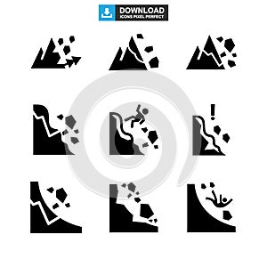 Falling rocks icon or logo isolated sign symbol vector illustration