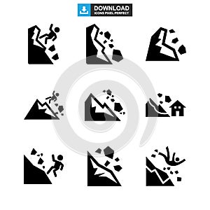 Falling rocks icon or logo isolated sign symbol vector illustration