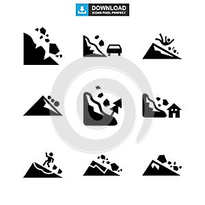 Falling rocks icon or logo isolated sign symbol vector illustration