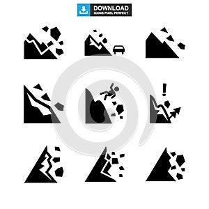 Falling rocks icon or logo isolated sign symbol vector illustration