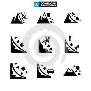 Falling rocks icon or logo isolated sign symbol vector illustration