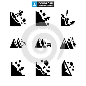 Falling rocks icon or logo isolated sign symbol vector illustration